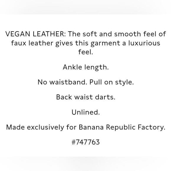 Banana Republic Factory Vegan Leather Legging, Black, Size Small, NWT - Picture 8 of 10